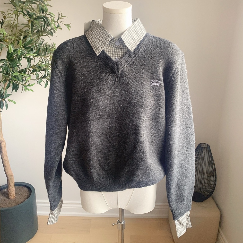 The Barnnet Korean Faux Layered Preppy Sweater NWT